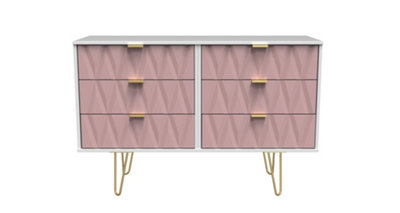 Dallas 6 Drawer Chest in Kobe Pink & White (Ready Assembled)