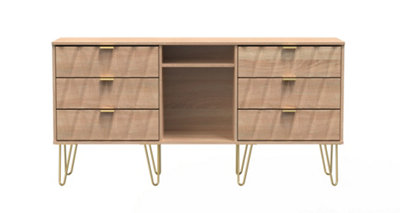 Dallas 6 Drawer Sideboard in Bardolino Oak (Ready Assembled)