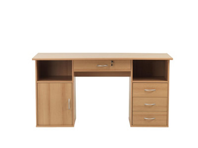 Dallas computer desk with 4 drawers in beech