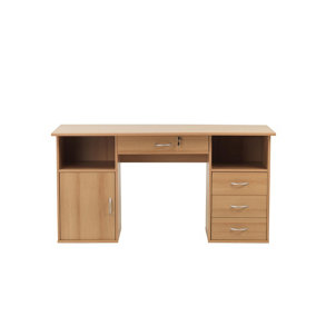 Dallas computer desk with 4 drawers in beech