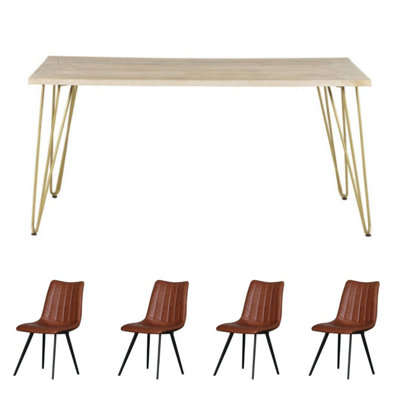 Dallas Light Mango Wood Rectangular Dining Table Set With 4 Chairs ...