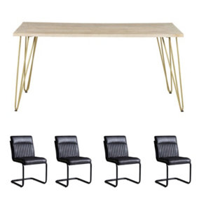 Dallas Light Mango Wooden Rectangular Dining Table Set With 4 Chairs