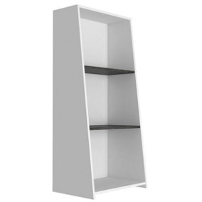 Dallas low bookcase with 3 shelves, white & carbon grey oak effect