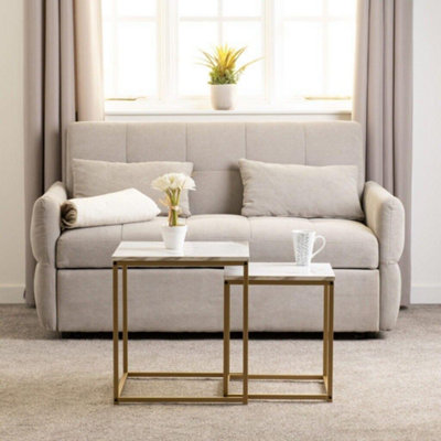 Dallas Nest of Two Tables Marble Effect and Gold Tone Metal Finish