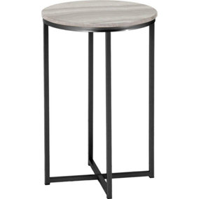 Dallas Round Side End Table Marble Effect and Black Metal Finish