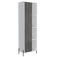 Dallas tall storage & display cabinet, white & carbon grey oak effect