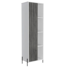 Dallas tall storage & display cabinet, white & carbon grey oak effect