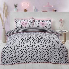 Dalmatian Spotty Piped Edge Duvet Cover Bedding Set