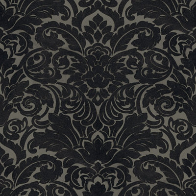 Damask Elegant Non-Woven Wallpaper In Black, Grey,Spongeable Strippable ...