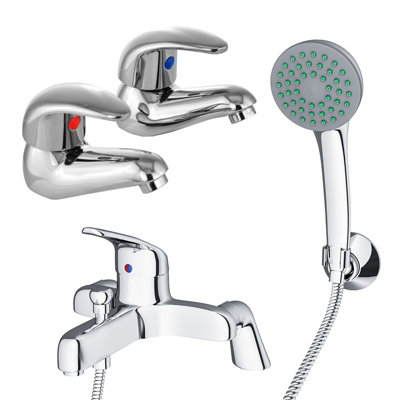 Dame Twin Basin Taps and Bath Shower Mixer Taps Chrome at B&Q