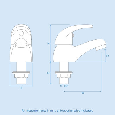 Dame Twin Basin Taps and Bath Shower Mixer Taps Chrome - 9