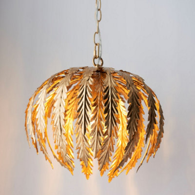 Damita Gold Leaf Decorative Floral 1 Light Ceiling Pendant