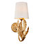 Damita Gold Leaf Ivory Cotton Shade Decorative Floral 1 Light Wall Light