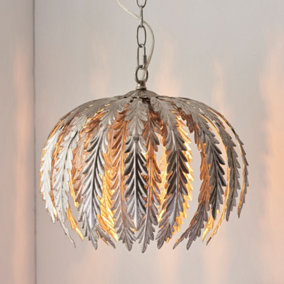 Damita Silver Leaf Decorative Floral 1 Light Ceiling Pendant