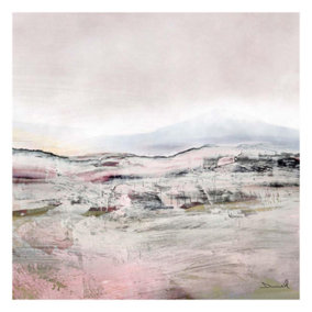 Dan Hobday Distant Land Canvas Print Grey/Pink (60cm x 60cm)