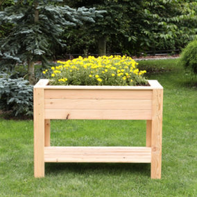 Dan Larch timber Shallow planter with self 800x400mm