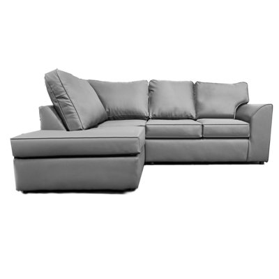 Danbury Leather 3 to 4 Seater L Shaped Corner Sofa Grey Left Hand Facing
