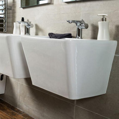 Danby Square Design Wall Hung Ceramic Basin with 1 Tap Hole
