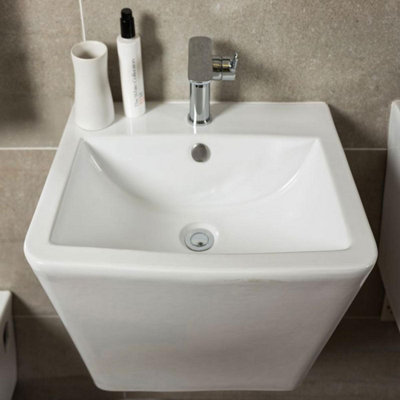 Danby Square Design Wall Hung Ceramic Basin with 1 Tap Hole - 3