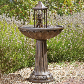 Dancing Couple Solar Powered Water Fountain - Bronze Effect Resin Outdoor Garden Fountain - Measures H86 x 47cm Diameter