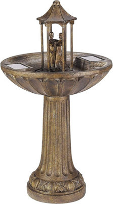Dancing Couple Water Fountain - Solar Powered Freestanding Bronze Bird Bath Water Feature