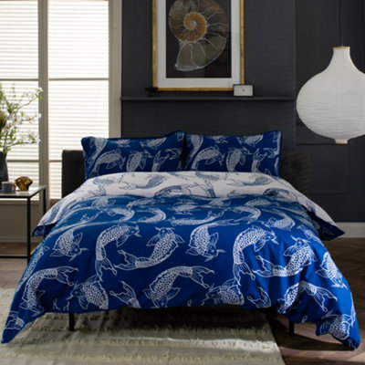 Dancing Koi Printed 100% Cotton Duvet Cover Set