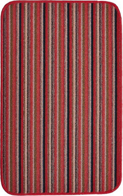 Dandy by William Armes, Ios Stripe Indoor Washable Rug, Red, 80 x 50