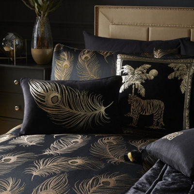 Dandy Decadent Metallic Feather Design Duvet Cover Set