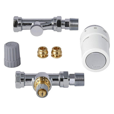 Danfoss RAS-D2 TRV Combi Sensor Set White Sensor Chrome Straight, 10/15 mm