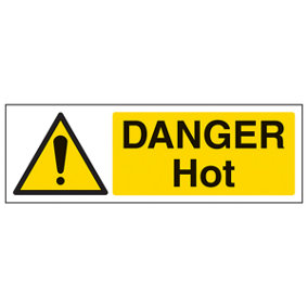 Danger Hot Warning Temperature Sign - Adhesive Vinyl - 600x200mm (x3)