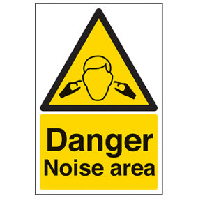Danger Noise Area Machinery Sign - 1mm Rigid Plastic - 150x200mm (x3)