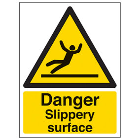 Danger Slippery Surface - Warning Sign - Adhesive Vinyl 300x400mm (x3)