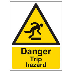 Danger Trip Hazard - Warning Sign - Rigid Plastic - 150x200mm (x3)