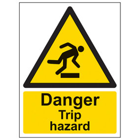 Danger Trip Hazard - Warning Sign - Rigid Plastic - 300x400mm (x3)