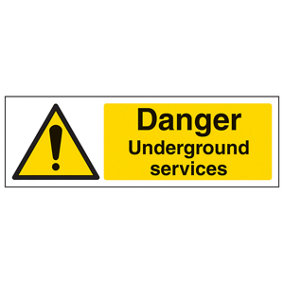 Danger Underground Services Building Sign Adhesive Vinyl 600x200mm (x3)