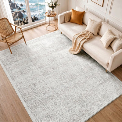 DANIA Oriental Vintage Area Rug Tan/Ivory/Grey 160 x 215 cm | DIY at B&Q