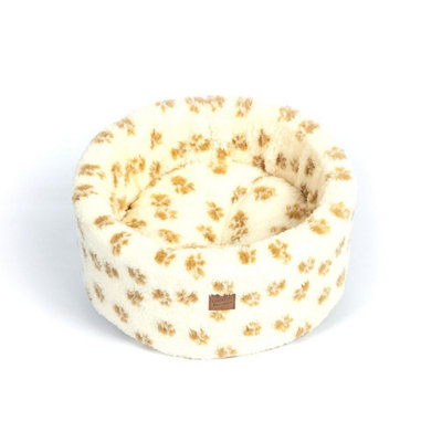 Danish Design Sherpa Fleece Beight Brown Paw Print Machine Washable Cat ...