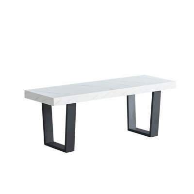 Dannis Dining Table with Marble Effect - MDF - L160 x W90 x H76 cm ...