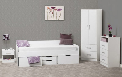 Dante Day Bed in White 3ft Single with slats