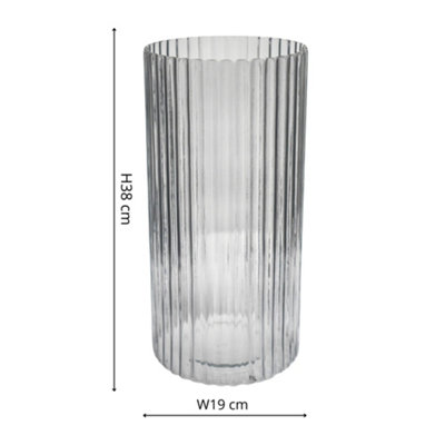 Daphne Ribbed Vase Clear H38CM D19CM