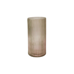 Daphne Ribbed Vase - Glass - L19 x W19 x H38 cm - Apricot