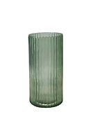 Daphne Ribbed Vase - Glass - L19 x W19 x H38 cm - Sage Green
