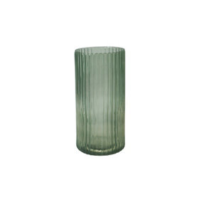 Daphne Ribbed Vase - Glass - L19 x W19 x H38 cm - Sage Green