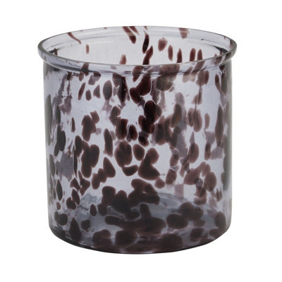 Dapple Large Candle Holder - Glass - L16 x W16 x H15 cm - Black