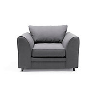 Darcy Armchair in Dark Grey Linen Fabric