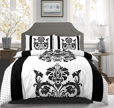 Darcy Black Damask Duvet Cover Set Modern Bedding