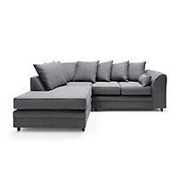 Darcy Corner Sofa Left Facing in Dark Grey Linen Fabric