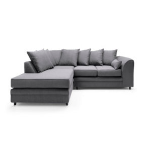 Darcy Corner Sofa Left Facing in Dark Grey Linen Fabric