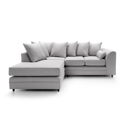 Darcy Corner Sofa Left Facing in Light Grey Linen Fabric