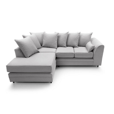 Darcy Corner Sofa Left Facing in Light Grey Linen Fabric